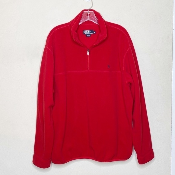 Polo Ralph Lauren Red Fleece Quarter Zip Pullover - Picture 1 of 3